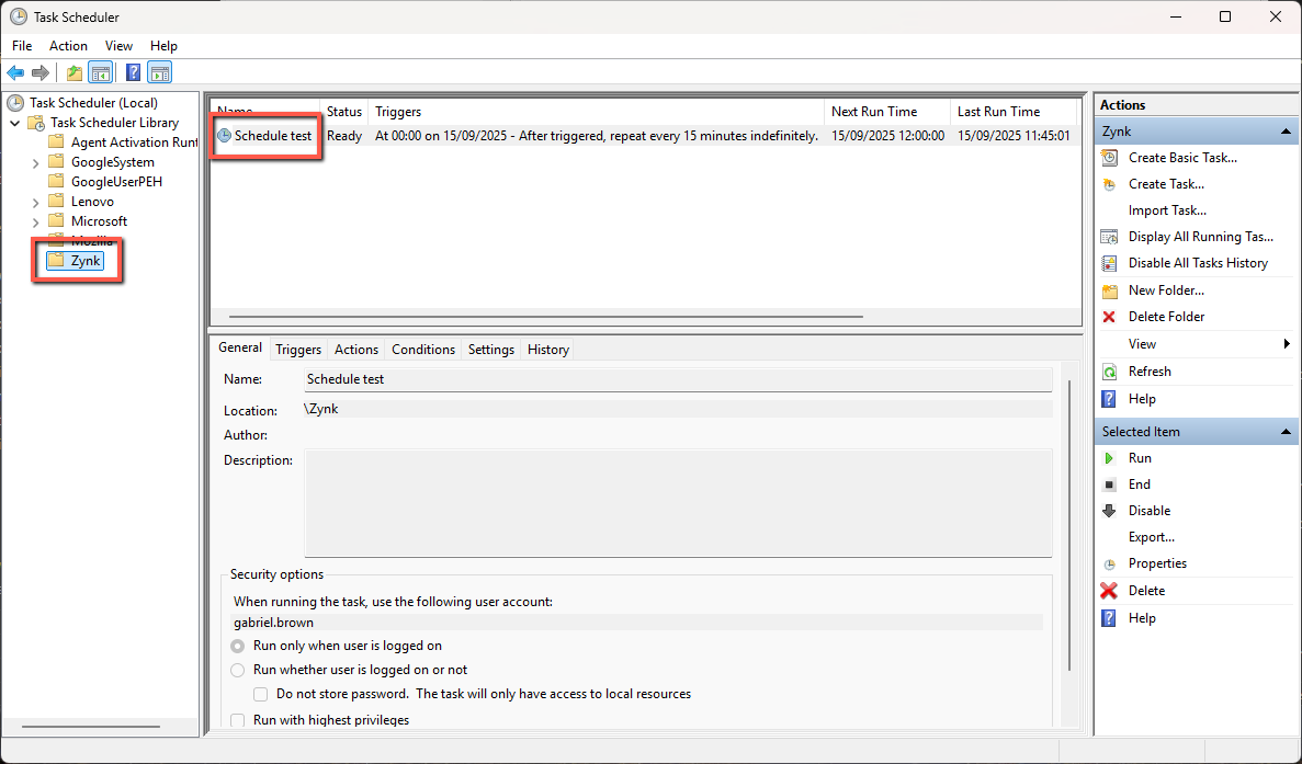 Task Scheduler View