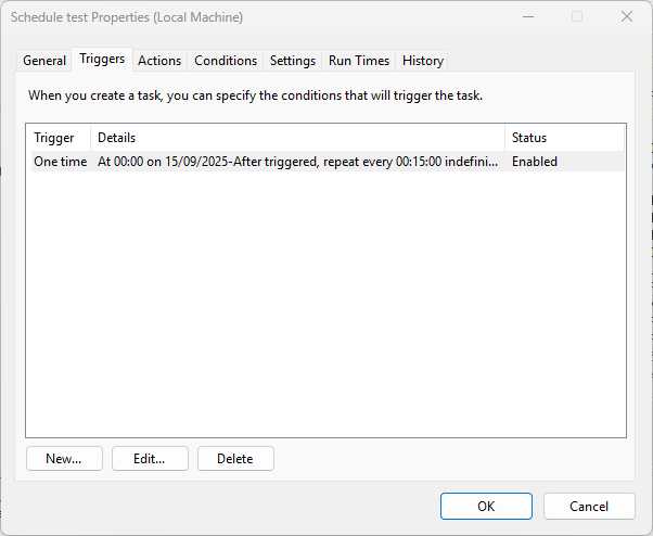 Triggers Menu