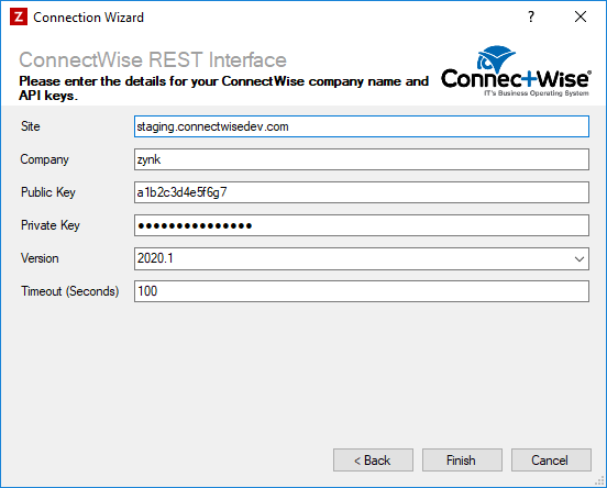 ConnectWise REST Interface Connection